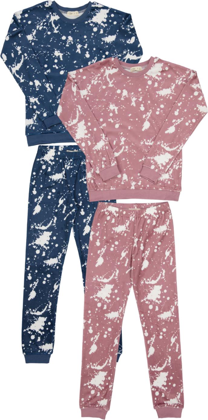 Crew Lounge Boys Girls Splatter Velour Pajamas - SG2807