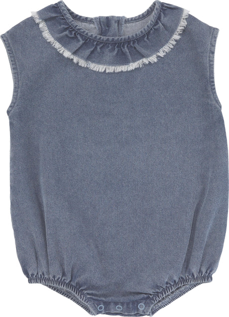 Analogie by Lil Legs Lightweight Denim Collection Baby Girls Fringe Romper - LWGR