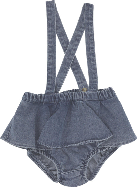 Analogie by Lil Legs Lightweight Denim Collection Baby Girls Flutter Suspender Bloomers - LWFSB