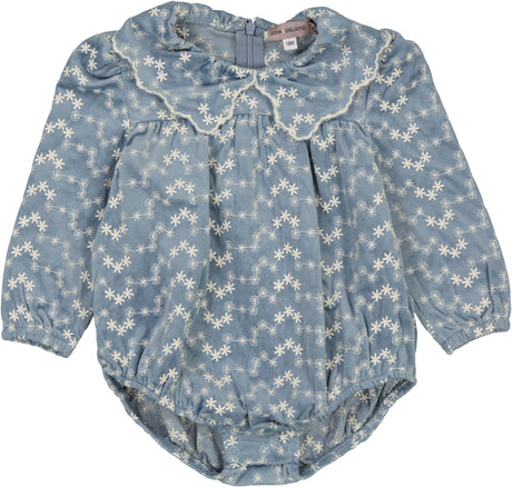 Posie & Pistachio Baby Girls Velvet Embroidered Romper - WB4CY2473