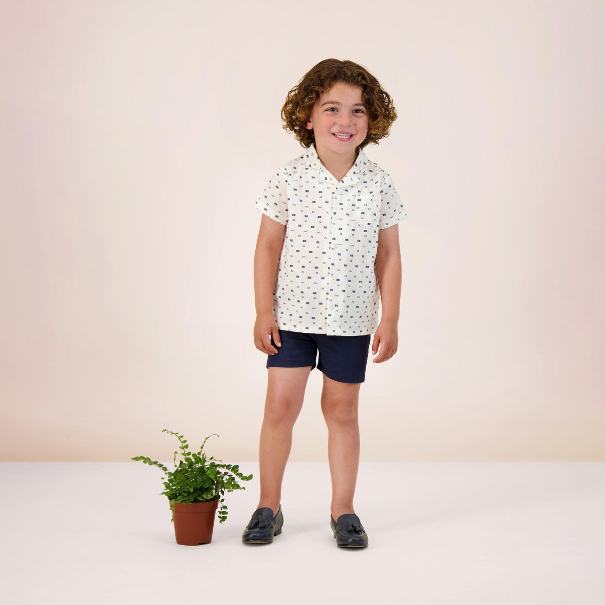 Analogie by Lil Legs Geometric Collection Boys Short Sleeve Collar Dress Shirt - GMCS