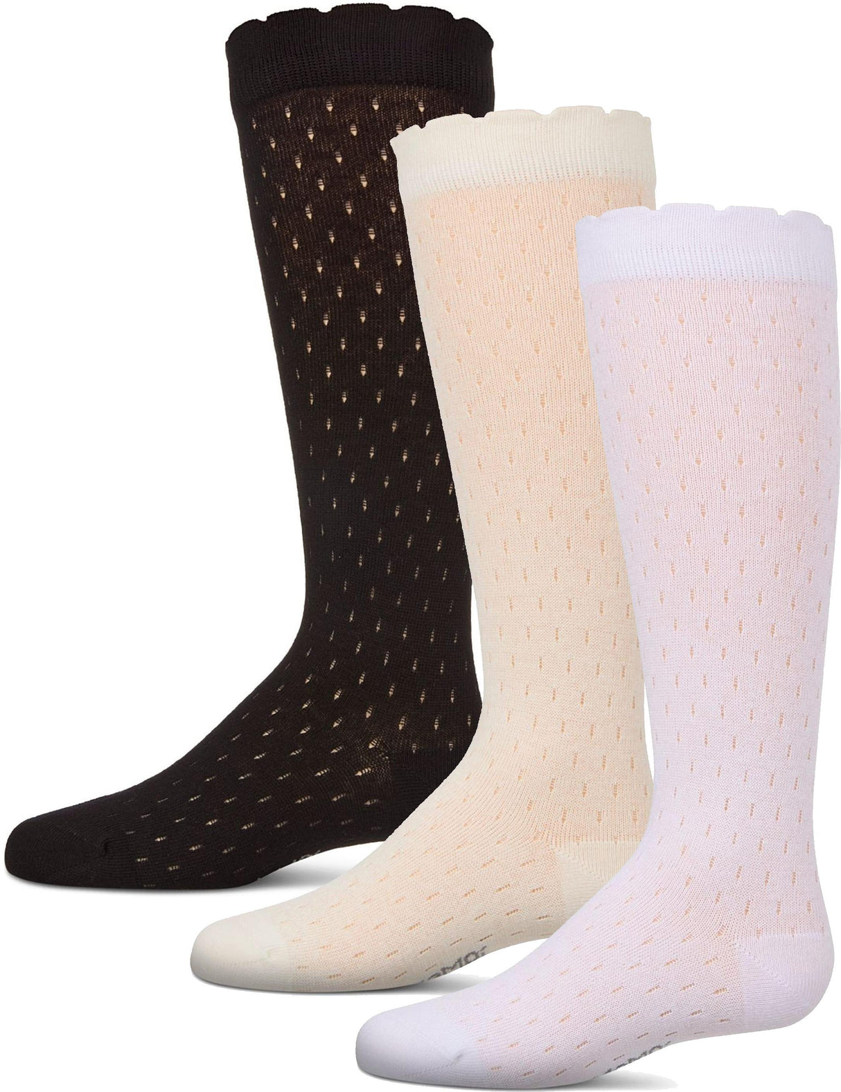 Memoi Girls Drop Stich Scalloped Knee Socks - MKF-7190