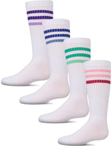 Memoi Girls TwoTone Varsity Stripe Knee Socks - MKF-7181