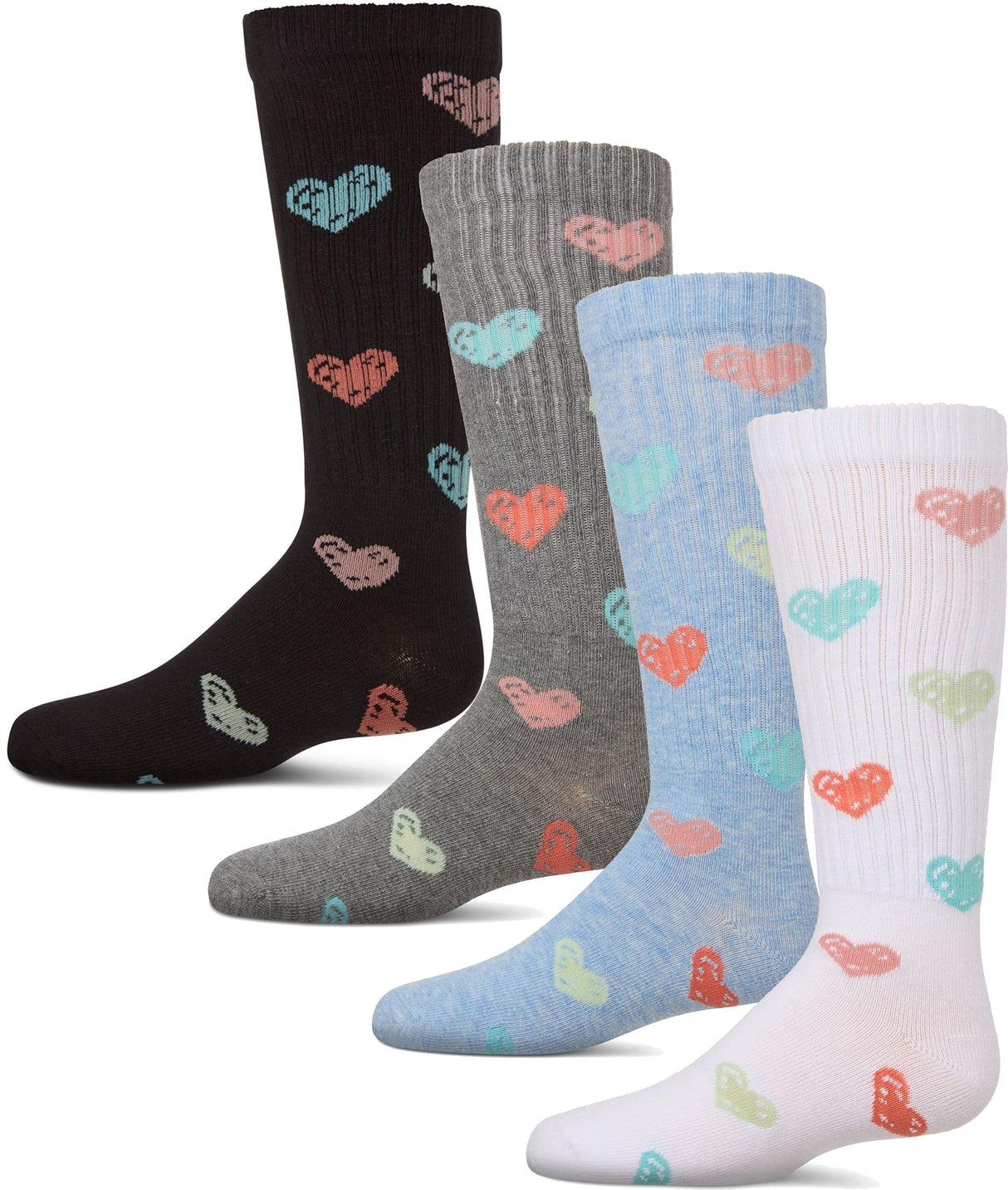 Memoi Girls Multi Graffiti Heart Knee Socks - MKF-7167