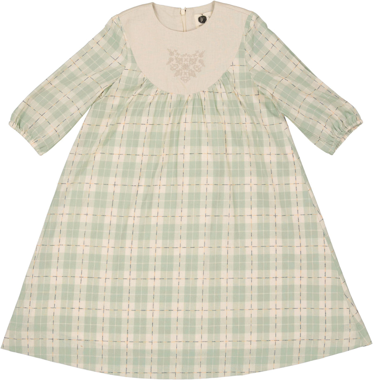 Maniere Girls Embroidered Windowpane Dress - EWDL23