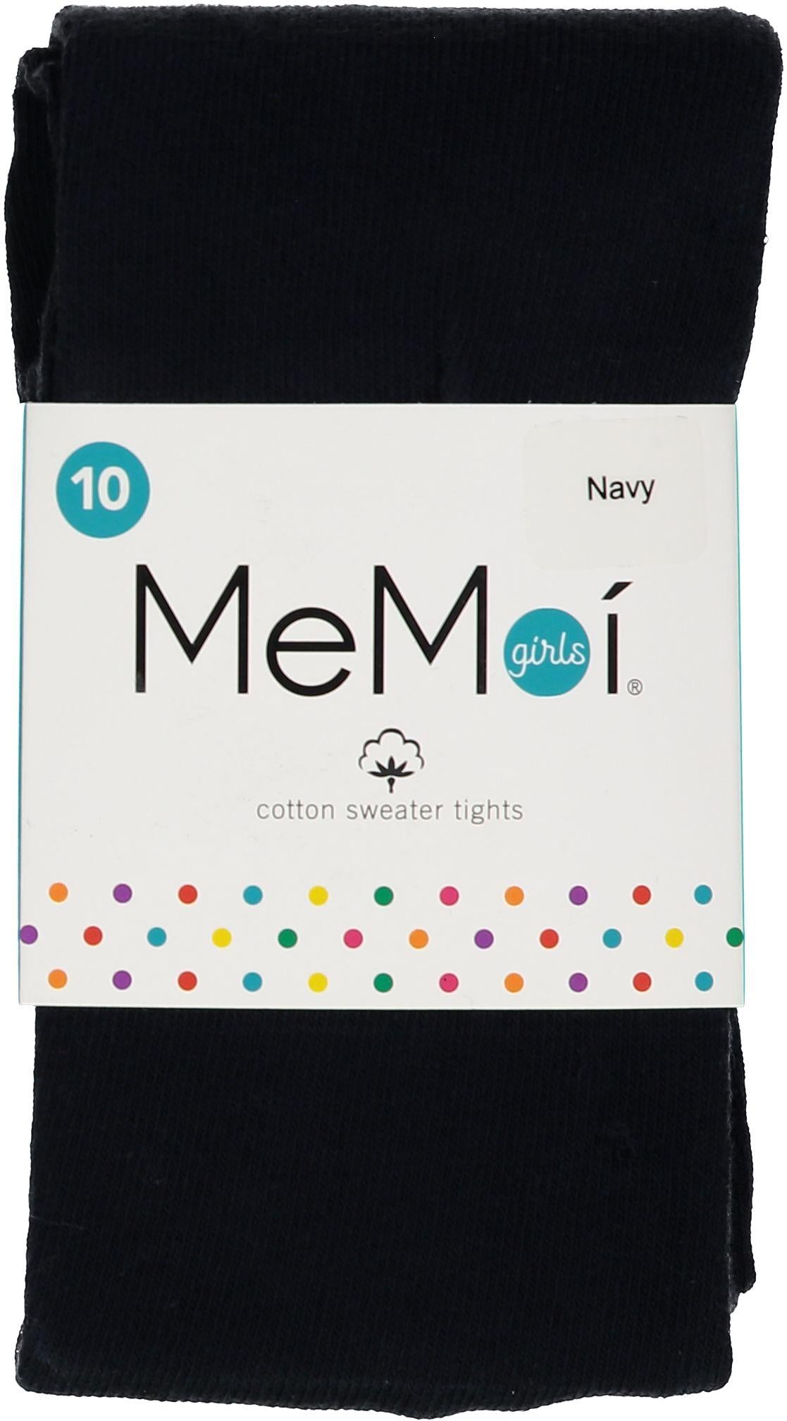 MeMoi Girls Flat Knit Cotton Tights Navy 14