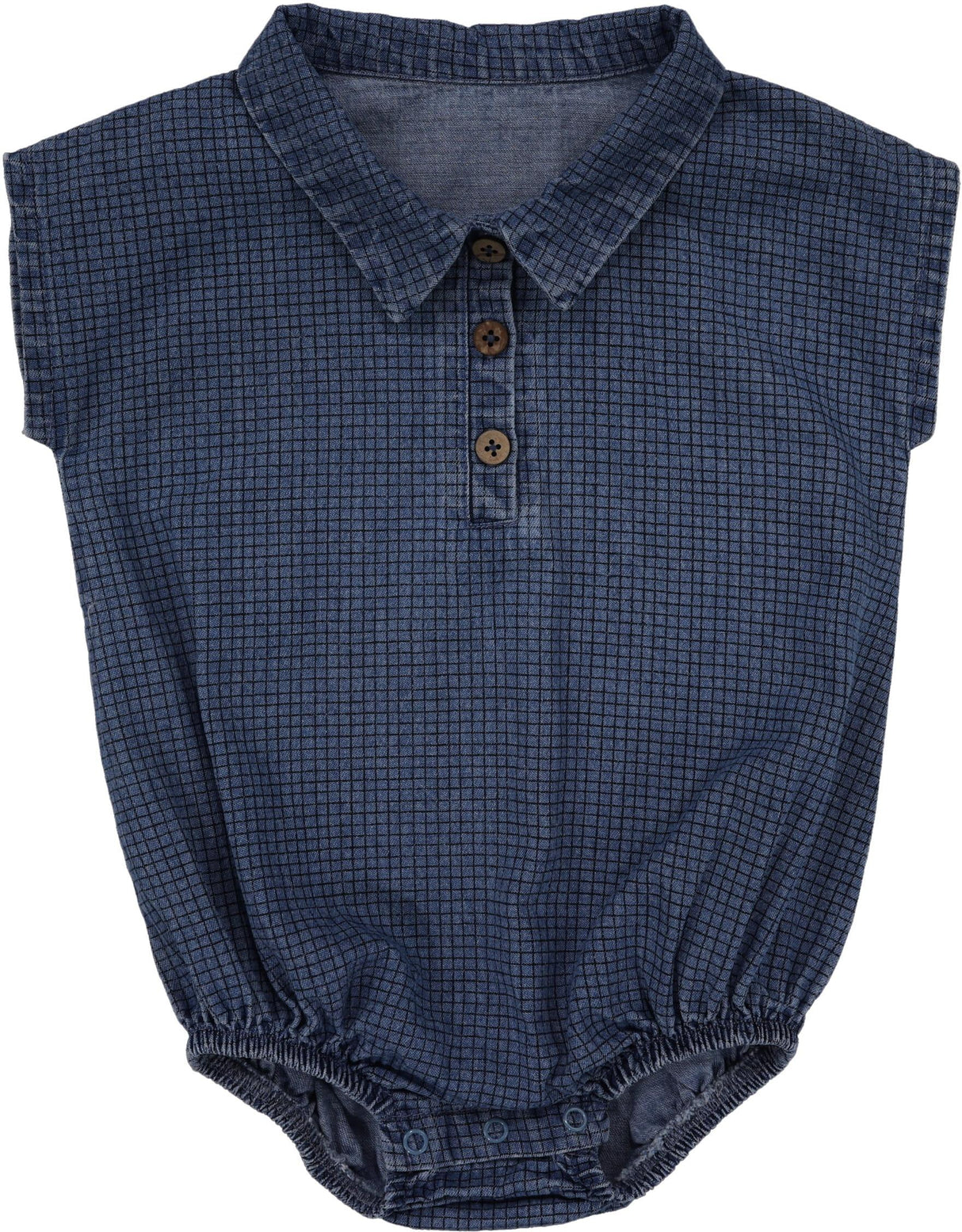 Analogie by Lil Legs Printed Denim Collection Baby Toddler Boys Checked Romper - PDCR