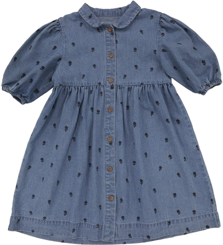 Analogie by Lil Legs Printed Denim Collection Girls Floral 3/4 Sleeve Dress - PDFDQ