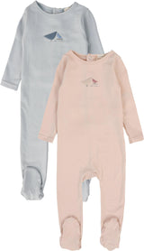 Lil Legs Loungewear Collection Baby Boys Girls Bird Print Cotton Stretchie Footie - BPF