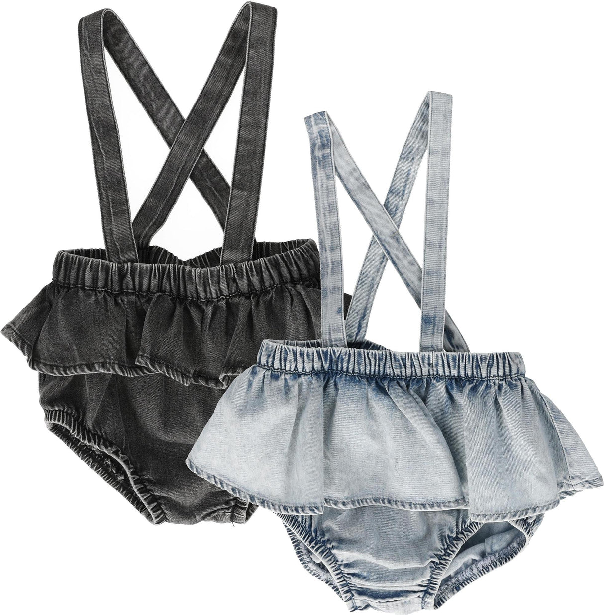 Analogie by Lil Legs Stonewash Collection Baby Toddler Girls Flutter Suspender Bloomers - SWFSB