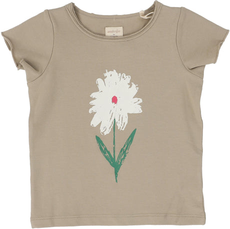 Analogie by Lil Legs Taupe Collection Girls Flower Short Sleeve T-shirt Tee - TFT