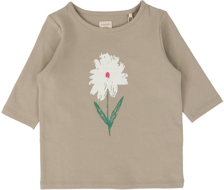 Analogie by Lil Legs Taupe Collection Girls Flower 3/4 Sleeve T-shirt Tee - TFTQ