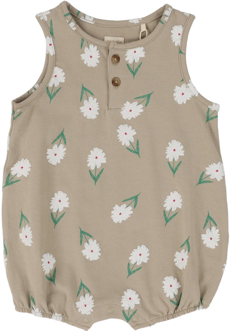 Analogie by Lil Legs Taupe Collection Baby Girls Flower Romper - TFR