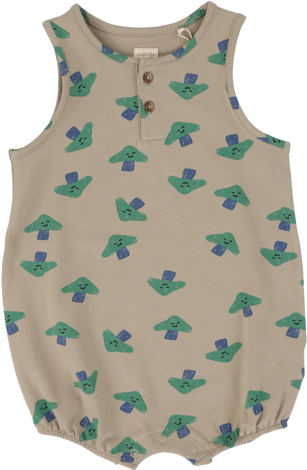 Analogie by Lil Legs Taupe Collection Baby Boys Mushroom Romper - TMR