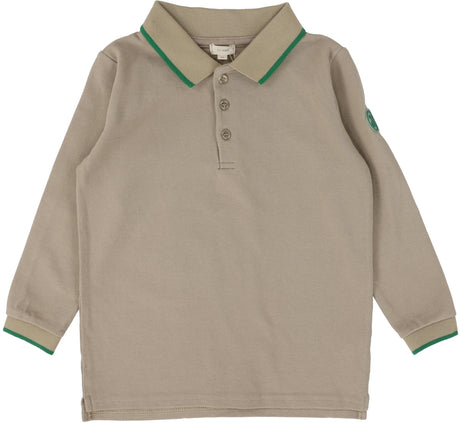 Analogie by Lil Legs Taupe Collection Boys Long Sleeve Polo Shirt - TPLS