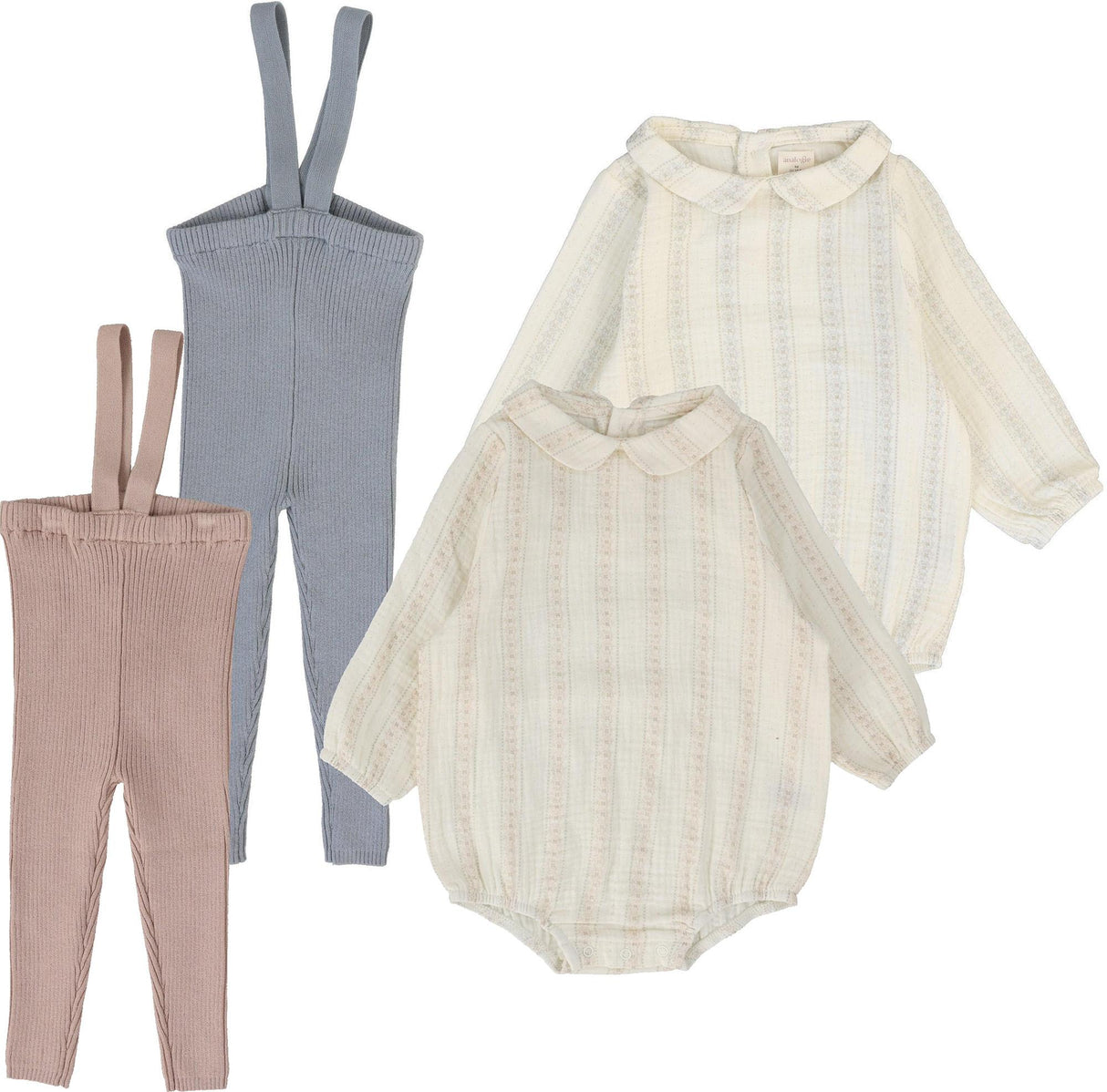 Analogie by Lil Legs Ivy Stripe Collection Baby Toddler Girls Knit Legging Set Outfit - ISKL