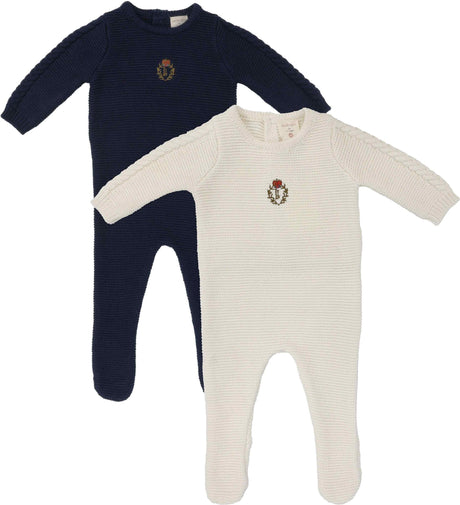 Analogie by Lil Legs Shabbos Collection Baby Toddler Boys Crest Knit Footie Stretchie