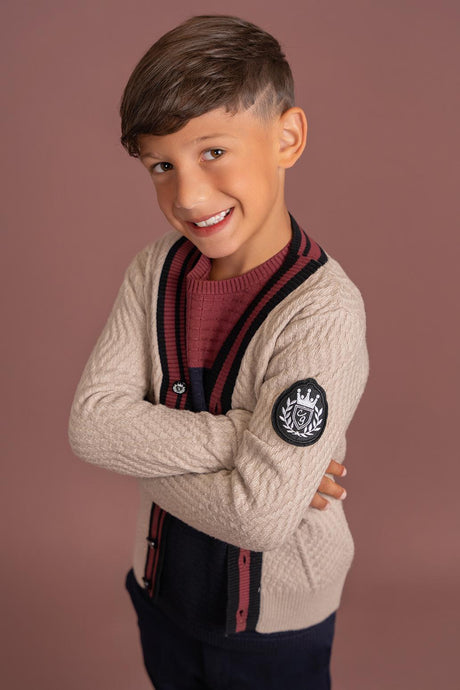 Charlotte & George Boys Diamond Knit Cardigan - WB4CP7094