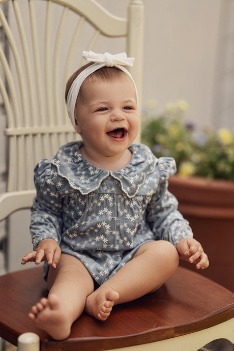 Posie & Pistachio Baby Girls Velvet Embroidered Romper - WB4CY2473