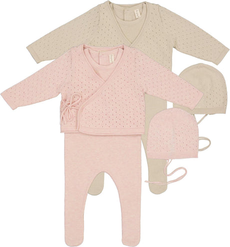 Bonjoy Baby Boys Girls Knit Overlay Stretchie & Bonnet Set - BLW60FH