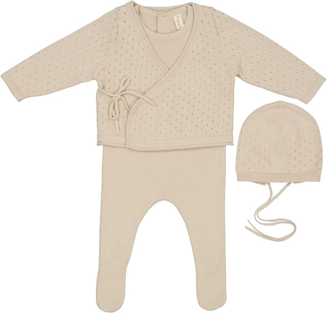 Bonjoy Baby Boys Girls Knit Overlay Stretchie & Bonnet Set - BLW60FH