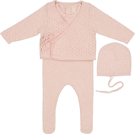 Bonjoy Baby Boys Girls Knit Overlay Stretchie & Bonnet Set - BLW60FH