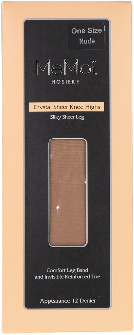 Memoi Womens Crystal Silky Sheer 12 Denier Knee Highs - MS-709