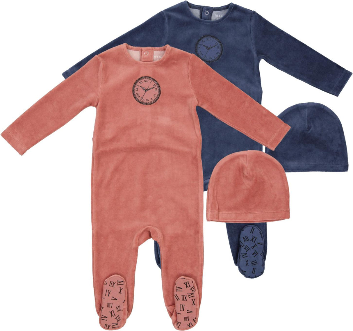 Bee & Dee Baby Boys Girls Clock Velour Stretchie - HCV