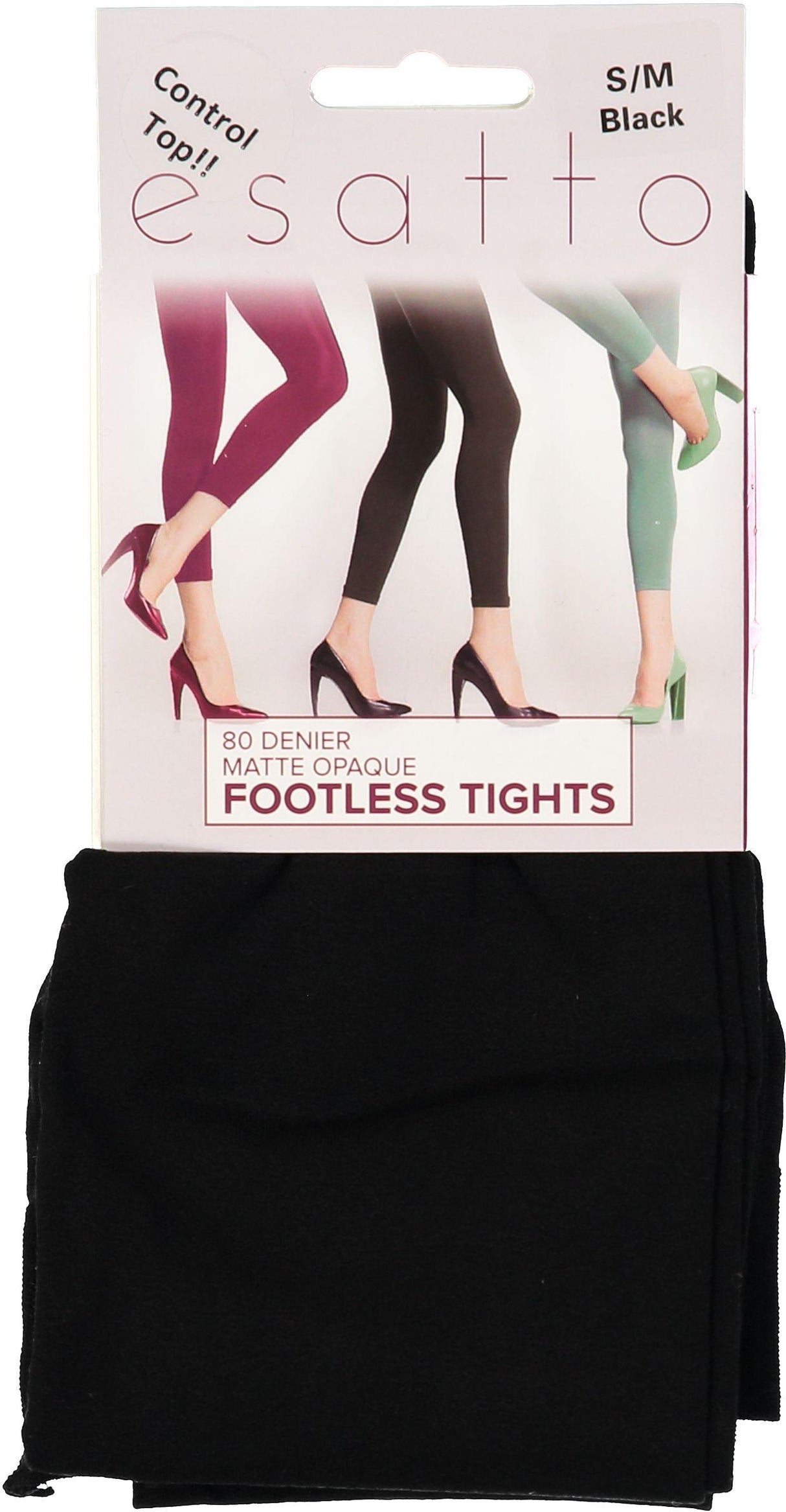 Women's Opaque Control Top Footless Tights - Assorted Colors, 2 Sizes