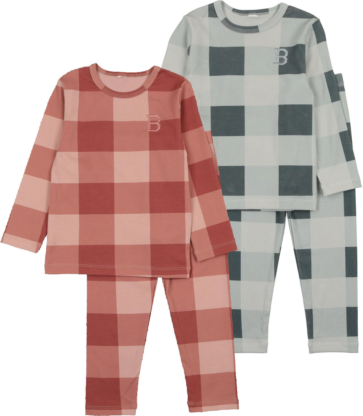 Bonjoy Boys Girls Grid Cotton Pajamas - SP2505S