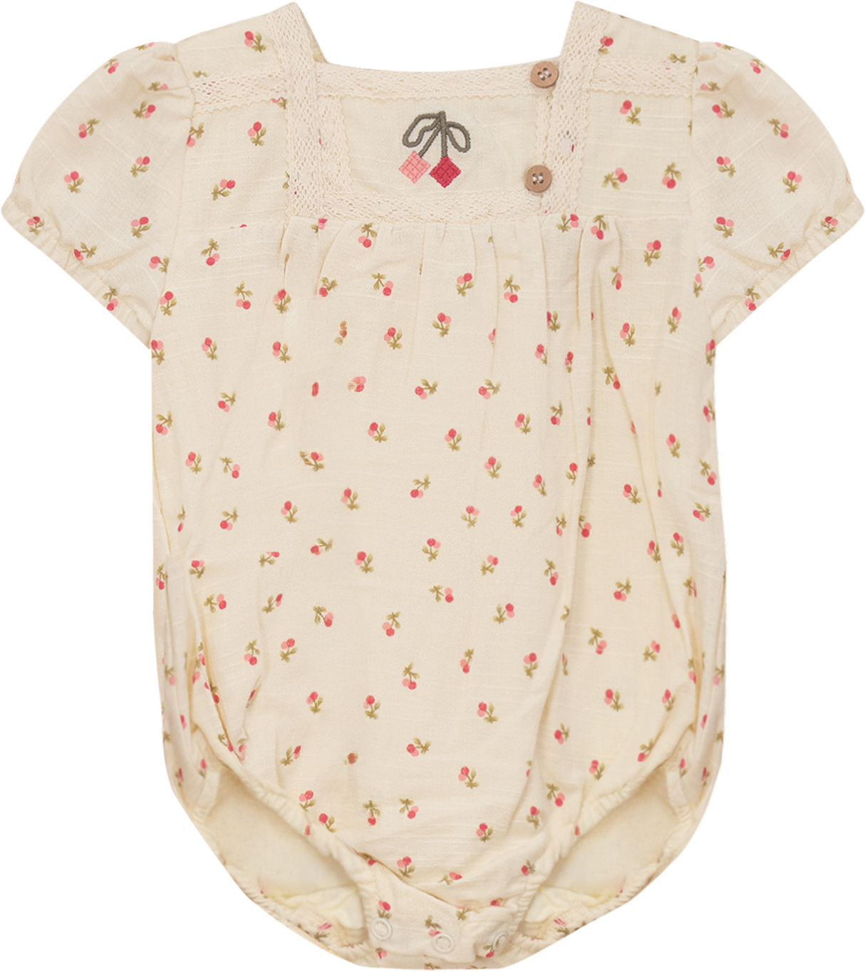 The Umbrella Academy Baby Girls Cherry Printed Linen Romper - SB5CY2605