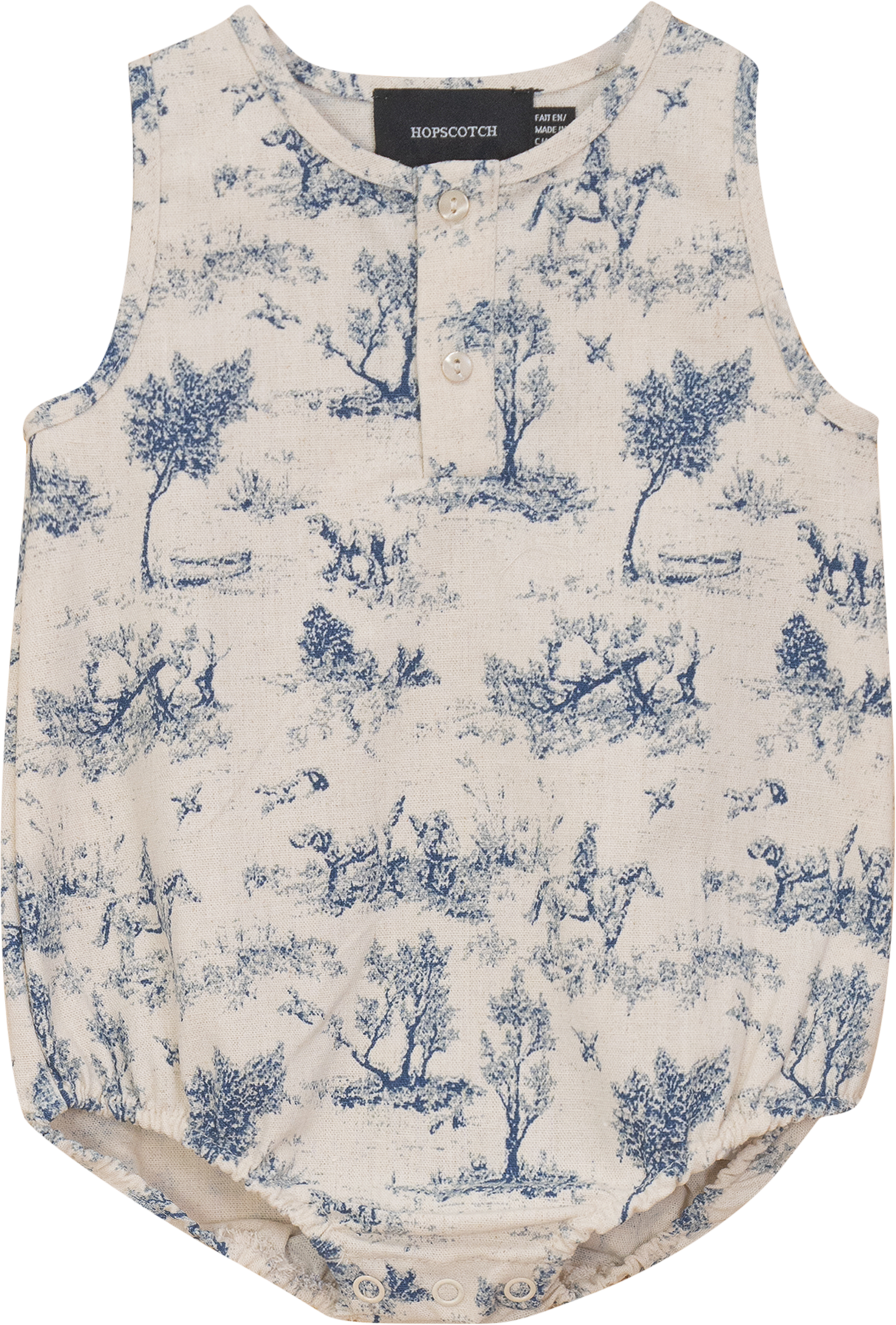 Hopscotch Baby Boys Tree Print Linen Romper - SB5CP7144A