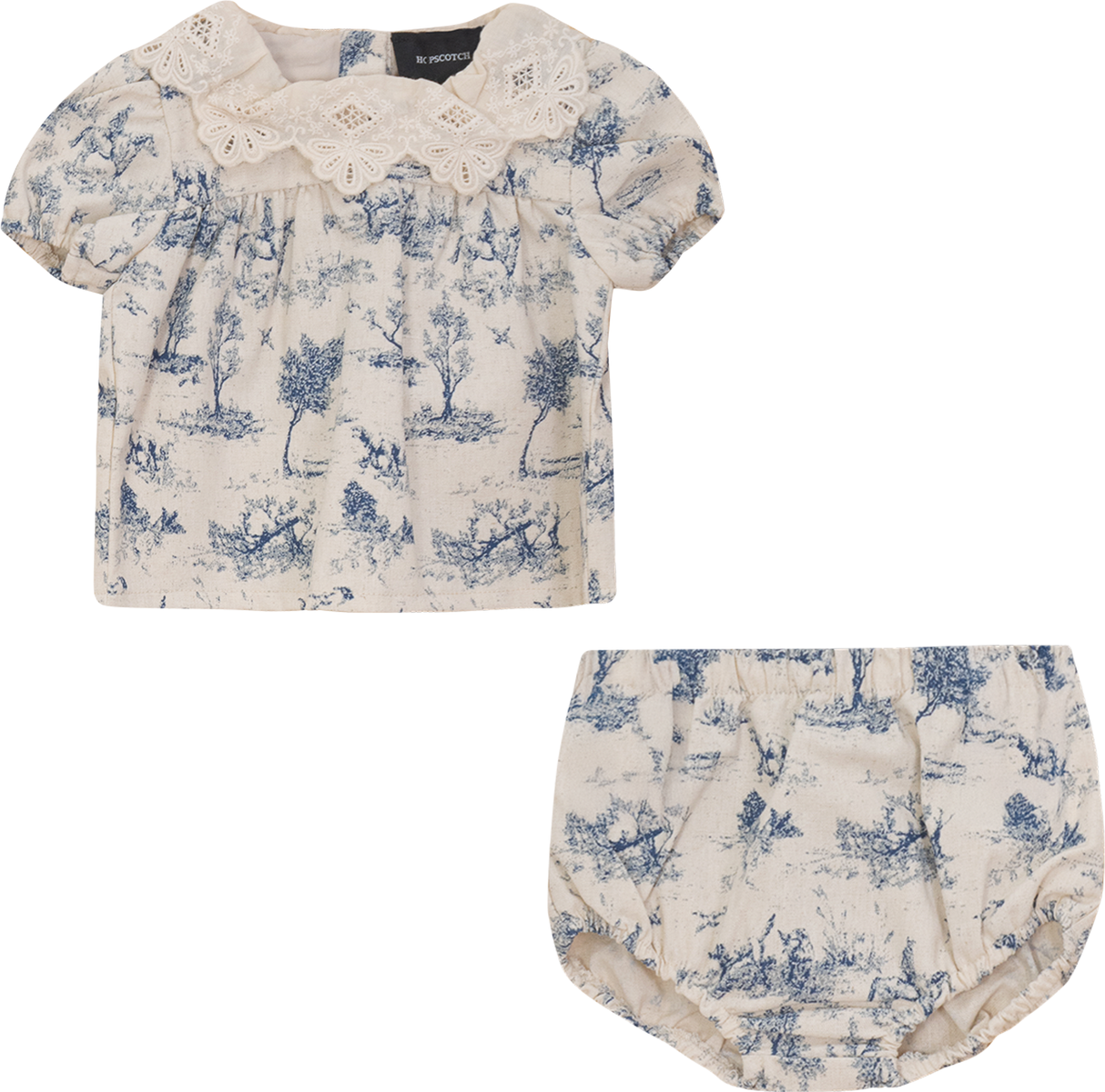 Hopscotch Baby Girls Tree Print Linen Outfit - SB5CP7144EA