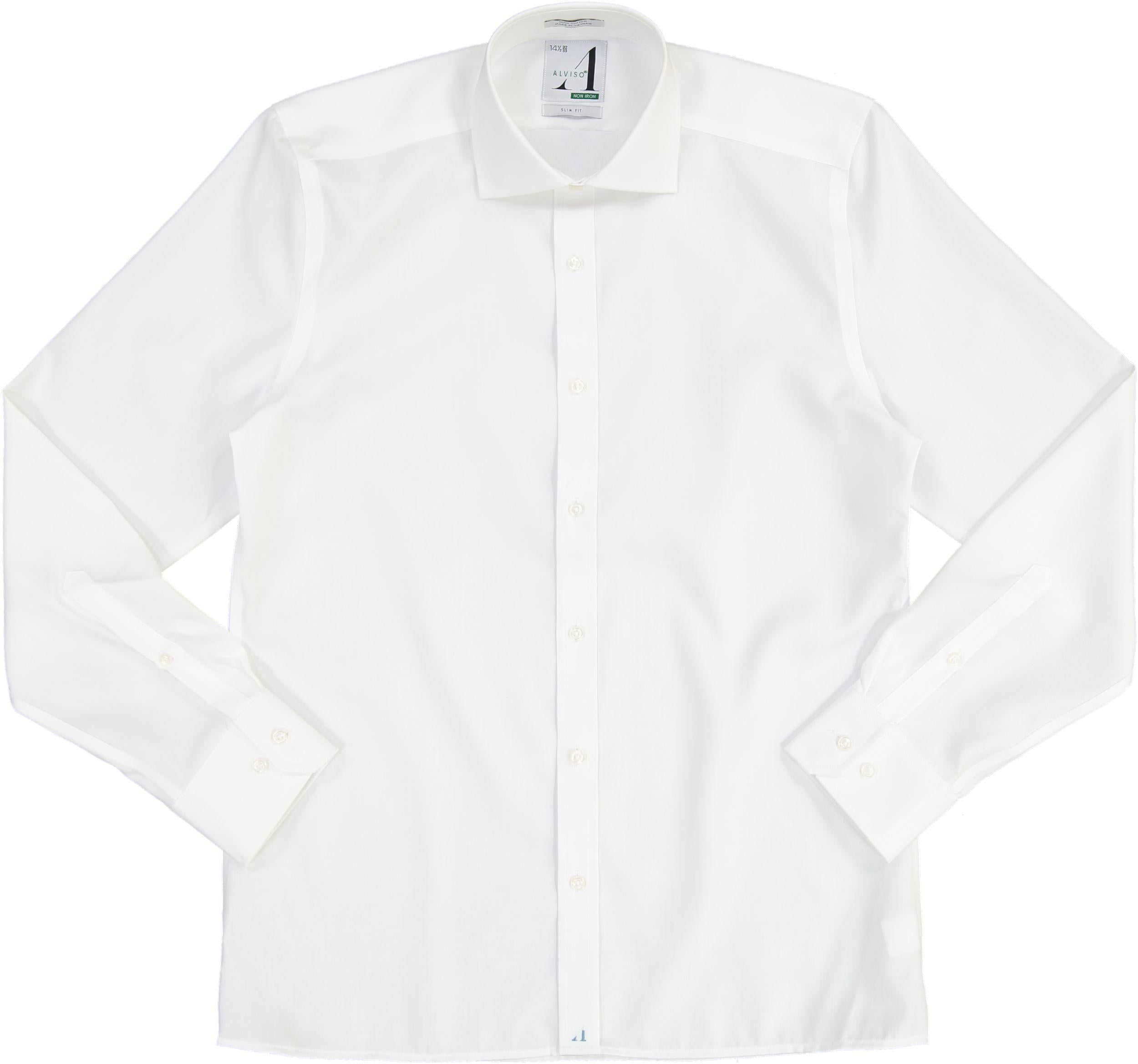 Alviso Mens White Long Sleeve 100 Cotton Non Iron Dress Shirt 1N42 ShirtStop