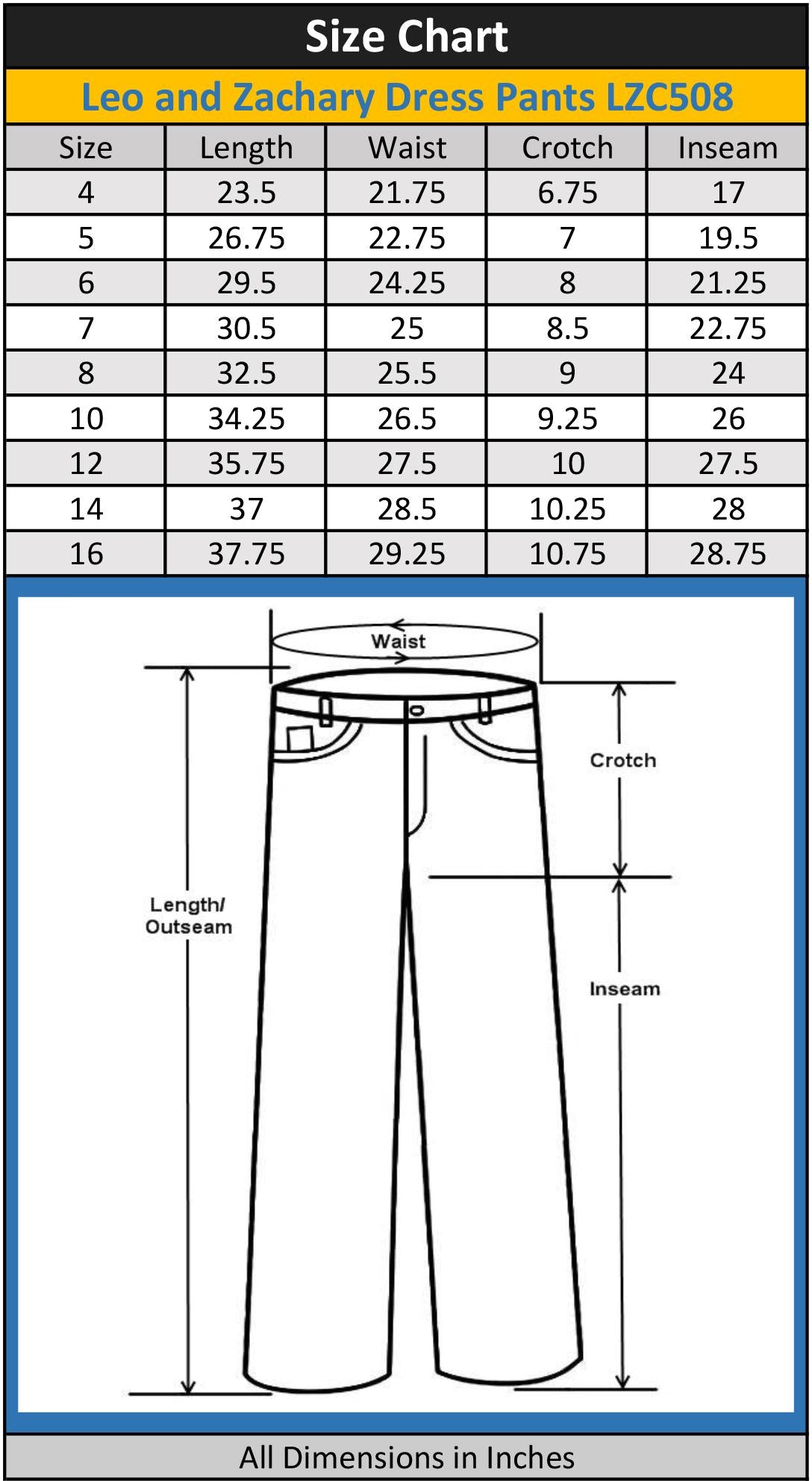 Men's Pants Size Chart - Numerical - The Normal Brand