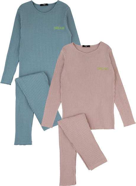 Noggi Boys Girls Wide Ribbed Cotton Pajamas - 241010