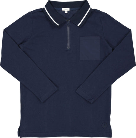 Bonjoy Boys Zipper Pocket Long Sleeve Polo Shirt - BTE005P