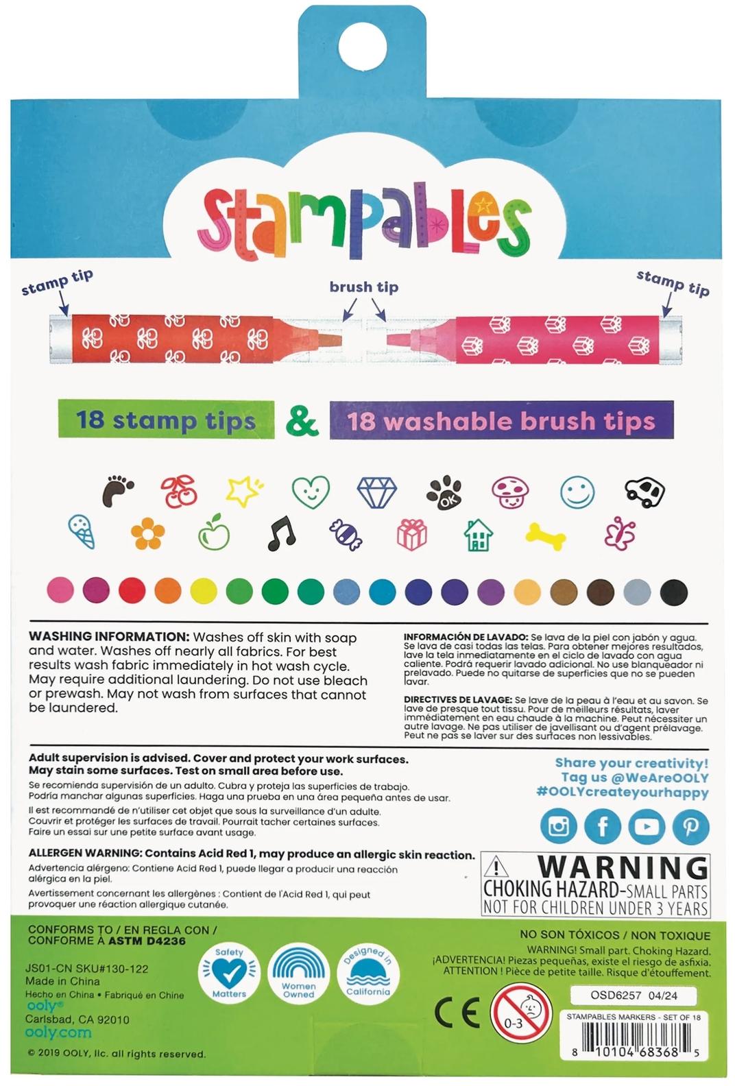 ooly Stampables Double Ended Stamp & Brush Markers 18 Pack - 130-122