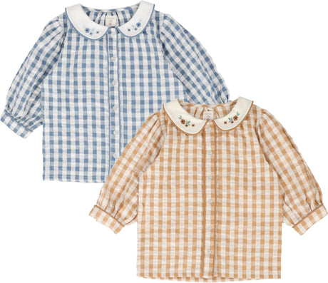 Analogie by Lil Legs Gingham Collection Girls 3/4 Sleeve Blouse - GGS