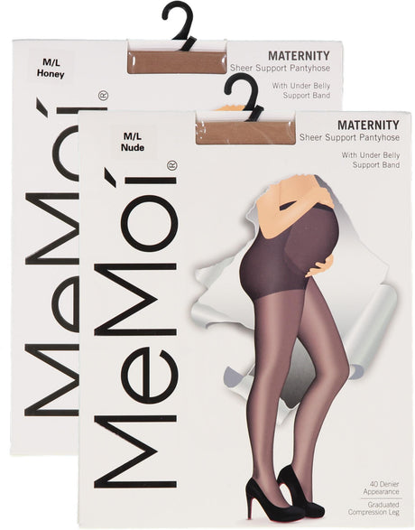 Memoi Womens Maternity 40 Denier Sheer Support Pantyhose - MA-402