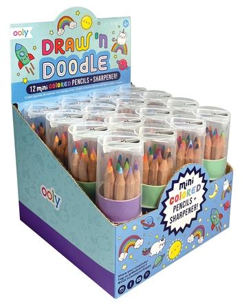 ooly Draw 'n' Doodle Mini Colored Pencils & Sharpener 12 Pack - 128-172