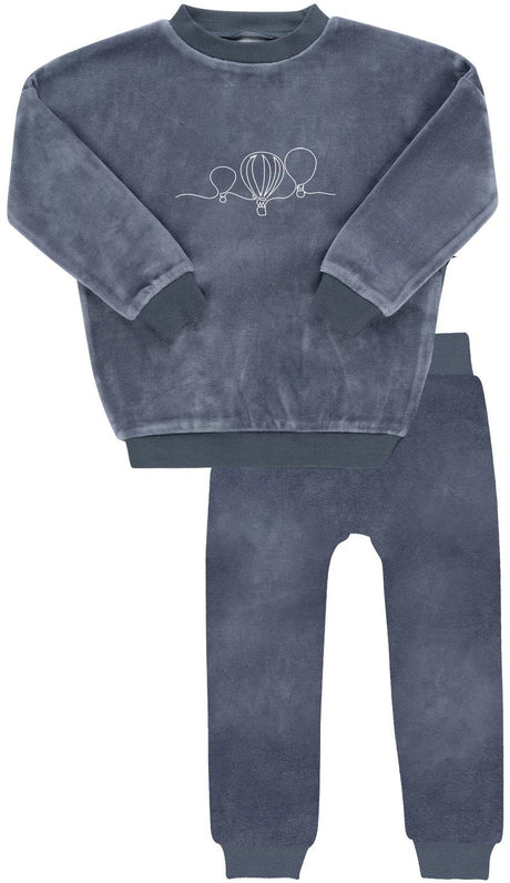 Ely's & Co Baby Boys Embroidered Hot Air Balloon Velour Outfit - AW24-0011-LS