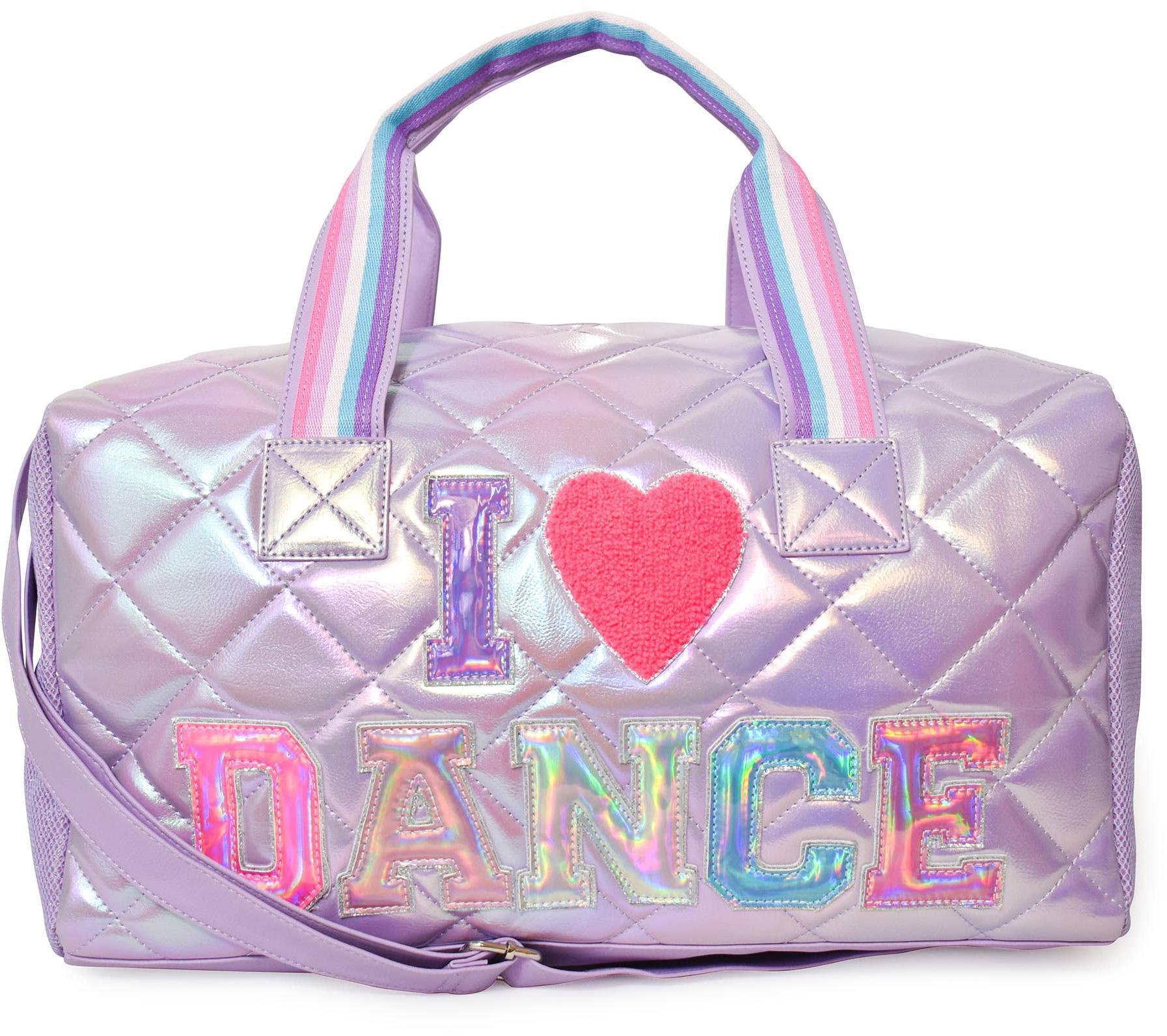 OMG Quilted I Dance Lavender Metallic Large Duffle Bag DNC